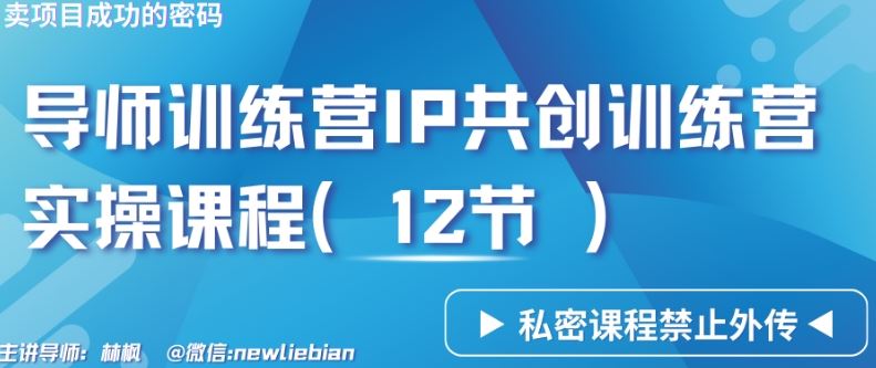 导师训练营3.0IP共创训练营私密实操课程（12节）-卖项目的密码成功秘诀【揭秘】,速发云资源网