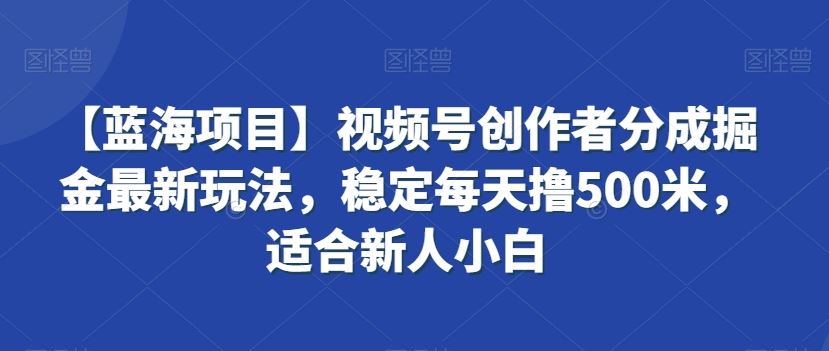 【蓝海项目】视频号创作者分成掘金最新玩法，稳定每天撸500米，适合新人小白【揭秘】,速发云资源网