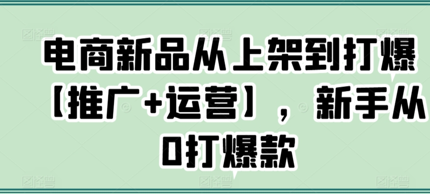 电商新品从上架到打爆【推广+运营】，新手从0打爆款,速发云资源网