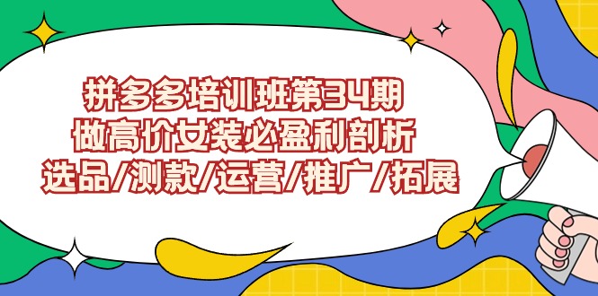 拼多多培训班第34期：做高价女装必盈利剖析 选品/测款/运营/推广/拓展,速发云资源网