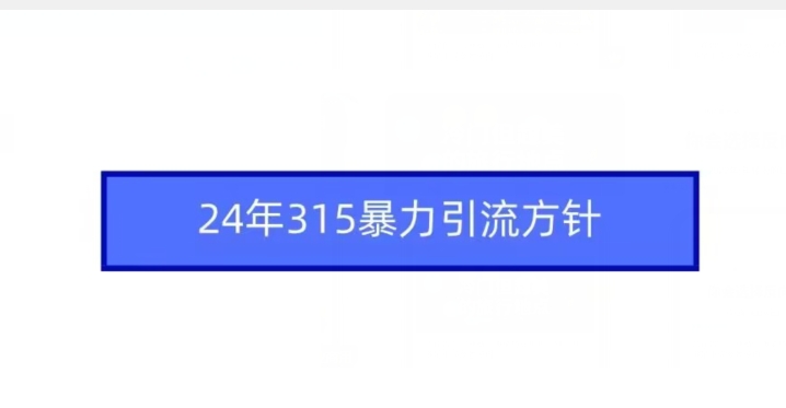 24年315暴力引流方针,速发云资源网