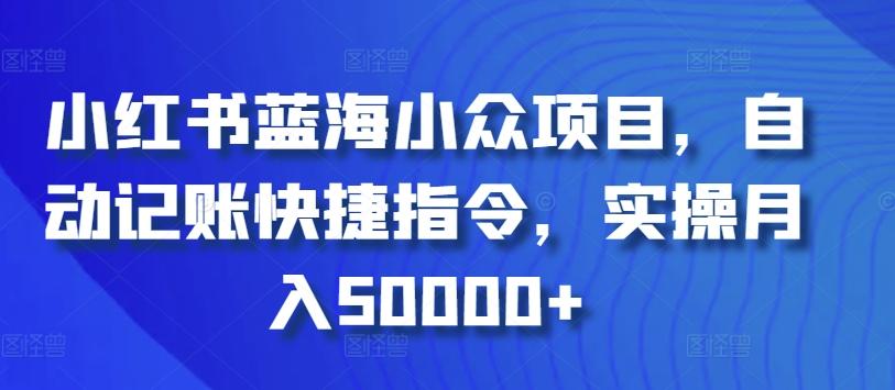 小红书蓝海小众项目，自动记账快捷指令，实操月入50000+,速发云资源网