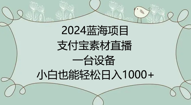 2024年蓝海项目，支付宝素材直播，无需出境，小白也能日入1000+ ，实操教程,速发云资源网
