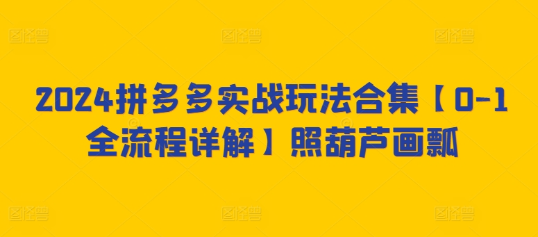 2024拼多多实战玩法合集【0-1全流程详解】照葫芦画瓢,速发云资源网