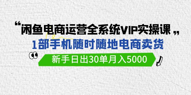 闲鱼电商运营全系统VIP实战课，1部手机随时随地卖货，新手日出30单月入5000,速发云资源网