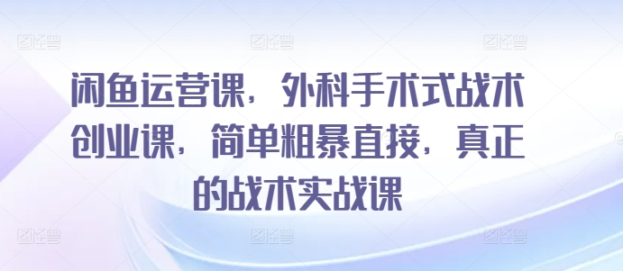 闲鱼运营课，外科手术式战术创业课，简单粗暴直接，真正的战术实战课,速发云资源网