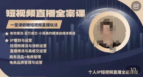 高品质IP短视频直播全案课程，一堂课俯瞰短视频直播玩法,速发云资源网