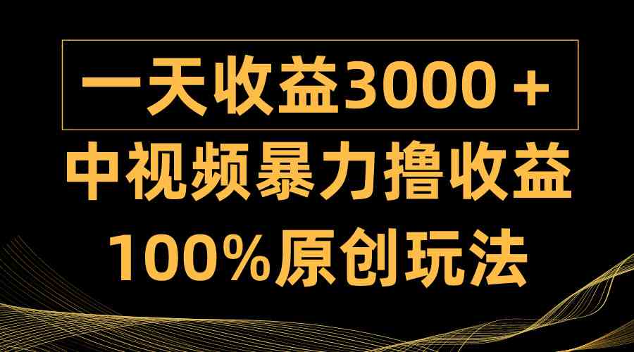 （9696期）中视频暴力撸收益，日入3000＋，100%原创玩法，小白轻松上手多种变现方式,速发云资源网