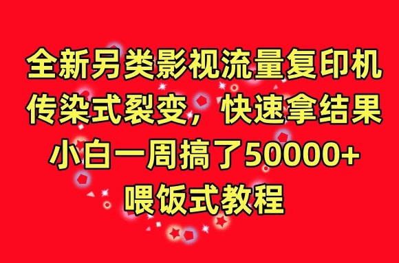 全新另类影视流量复印机，传染式裂变，快速拿结果，小白一周搞了50000+，喂饭式教程,速发云资源网