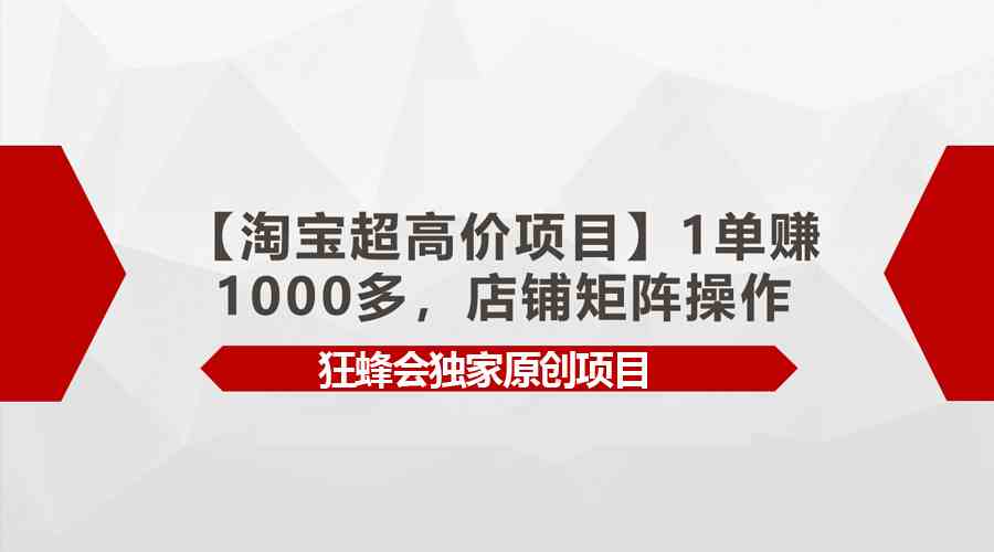 （9849期）【淘宝超高价项目】1单赚1000多，店铺矩阵操作,速发云资源网