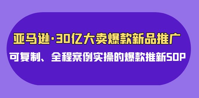 亚马逊30亿大卖爆款新品推广，可复制、全程案例实操的爆款推新SOP,速发云资源网