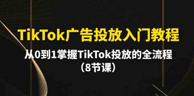 TikTok广告投放入门教程，从0到1掌握TikTok投放的全流程（8节课）,速发云资源网