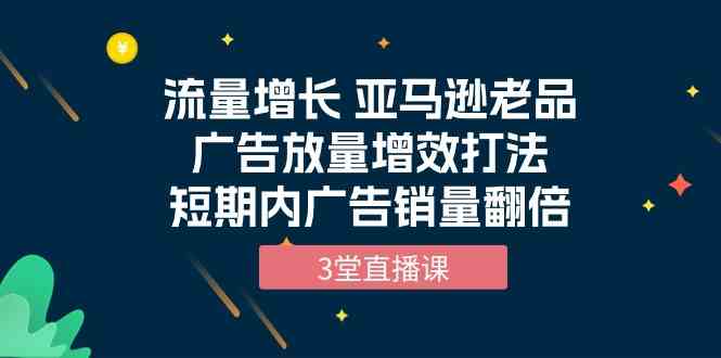 （10112期）流量增长 亚马逊老品广告放量增效打法，短期内广告销量翻倍（3堂直播课）,速发云资源网