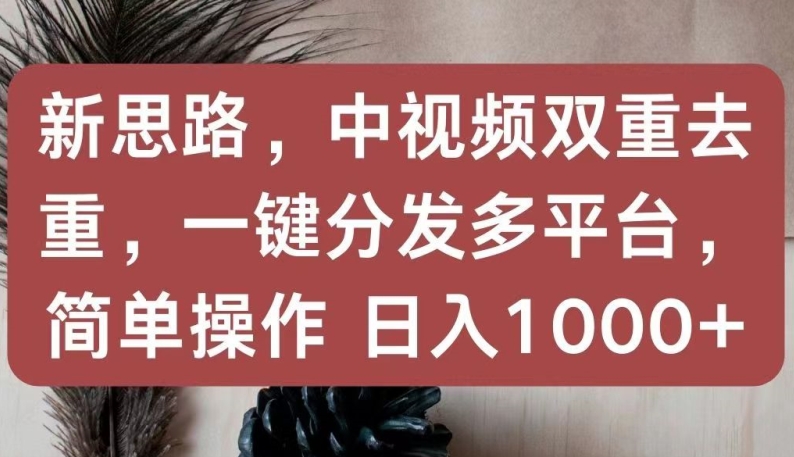 新思路，中视频双重去重，一键分发多平台，简单操作，日入1000+,速发云资源网