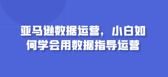 亚马逊数据运营，小白如何学会用数据指导运营,速发云资源网