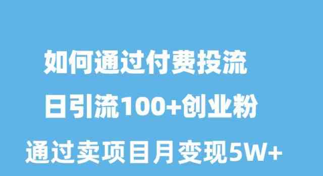 （10189期）如何通过付费投流日引流100+创业粉月变现5W+,速发云资源网