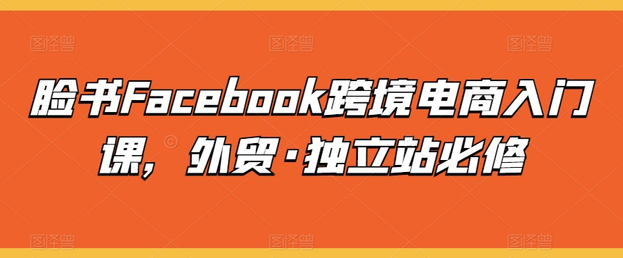 脸书Facebook跨境电商入门课，外贸·独立站必修,速发云资源网