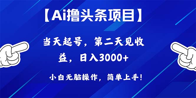 （10334期）Ai撸头条，当天起号，第二天见收益，日入3000+,速发云资源网