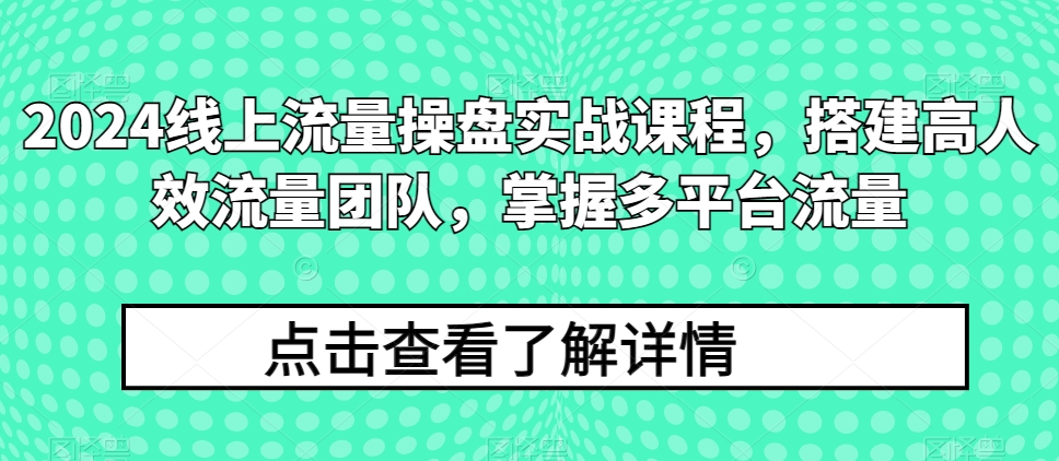 2024线上流量操盘实战课程，搭建高人效流量团队，掌握多平台流量,速发云资源网