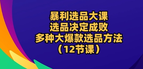 暴利选品大课：选品决定成败，教你多种大爆款选品方法(12节课),速发云资源网