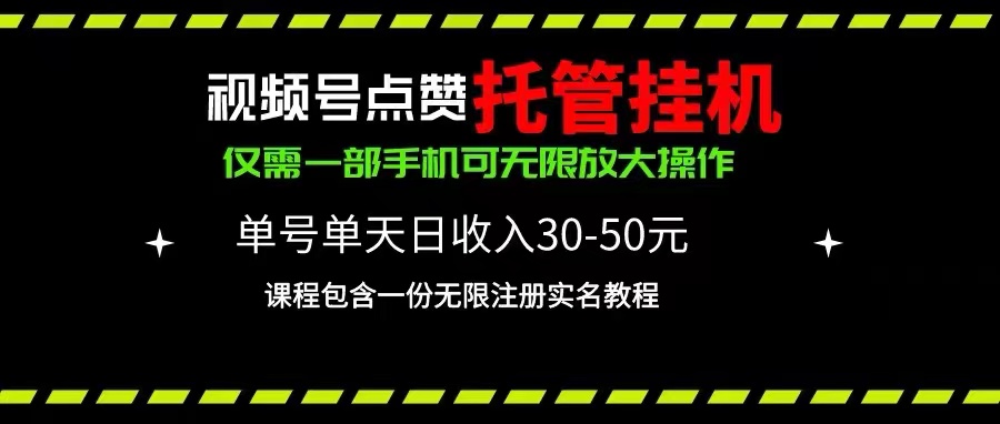（10644期）视频号点赞托管挂机，单号单天利润30~50，一部手机无限放大（附带无限…,速发云资源网