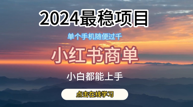2024最稳蓝海项目，小红书商单项目，没有之一,速发云资源网