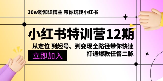 （10666期）小红书特训营12期：从定位 到起号、到变现全路径带你快速打通爆款任督二脉,速发云资源网