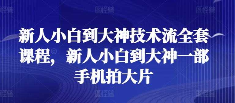 新人小白到大神技术流全套课程，新人小白到大神一部手机拍大片,速发云资源网