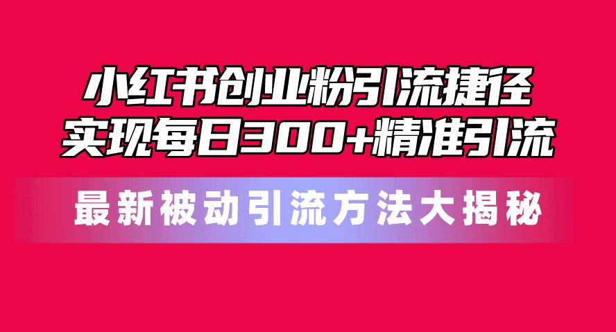 （10692期）小红书创业粉引流捷径！最新被动引流方法大揭秘，实现每日300+精准引流,速发云资源网