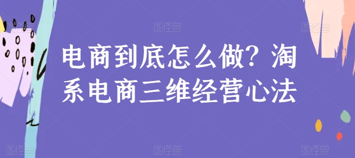 电商到底怎么做？淘系电商三维经营心法,速发云资源网