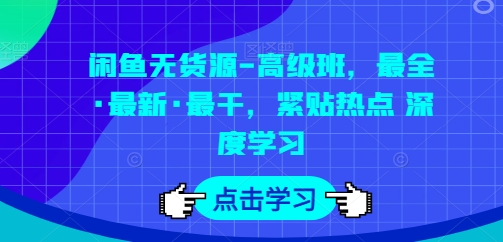 闲鱼无货源-高级班，最全·最新·最干，紧贴热点 深度学习,速发云资源网