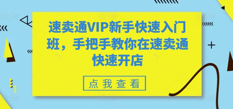 速卖通VIP新手快速入门班，手把手教你在速卖通快速开店,速发云资源网