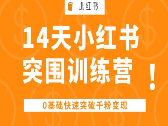 14天小红书突围训练营 ，0基础快速突破千粉变现,速发云资源网
