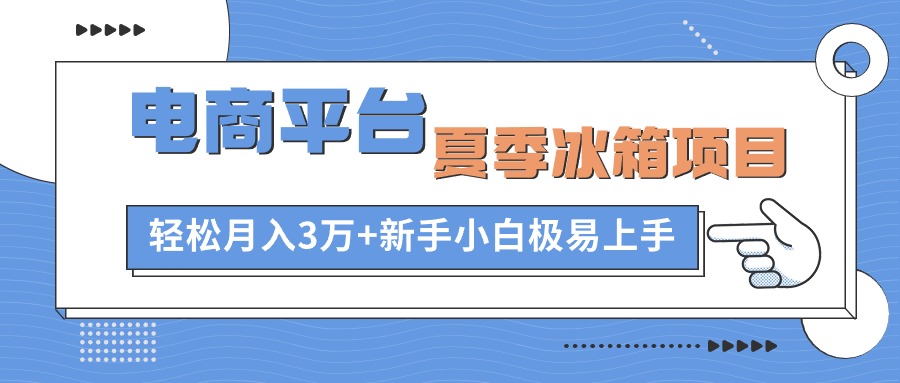 （10934期）电商平台夏季冰箱项目，轻松月入3万+，新手小白极易上手,速发云资源网