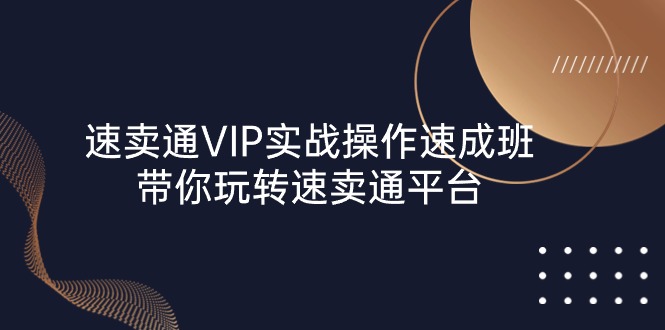 （10935期）速卖通 VIP实战操作-速成班，带你玩转速卖通平台（23节）,速发云资源网