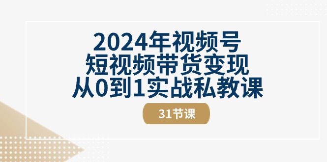 2024年视频号短视频带货变现从0到1实战私教课（30节视频课）,速发云资源网