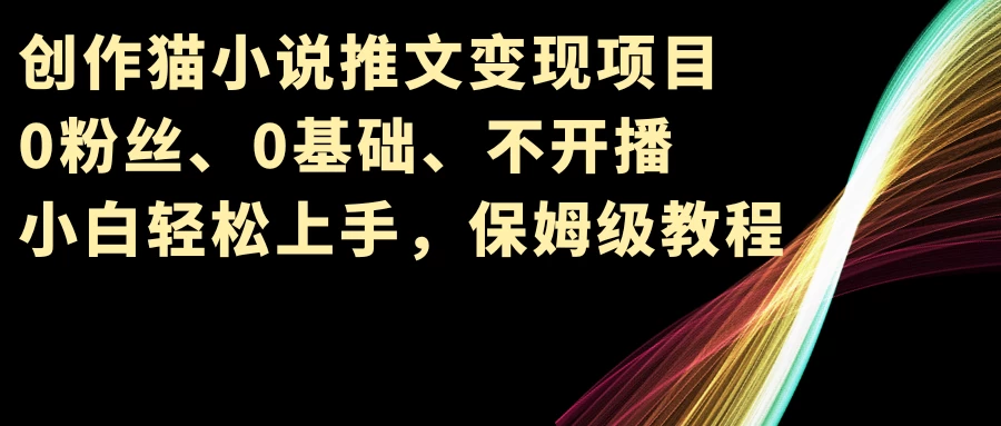 小说推文变现项目，0粉丝、0基础、不开播、小白轻松上手，保姆级教程,速发云资源网