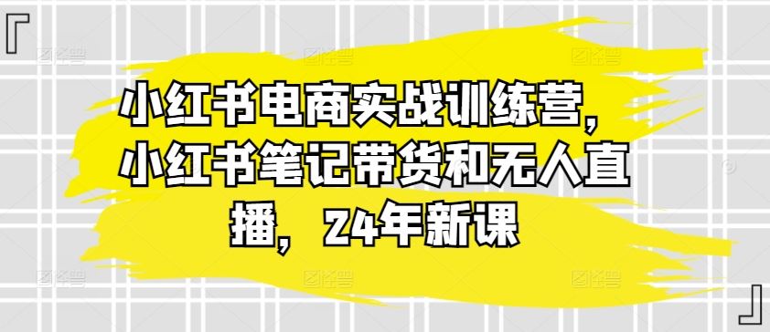 小红书电商实战训练营，小红书笔记带货和无人直播，24年新课,速发云资源网