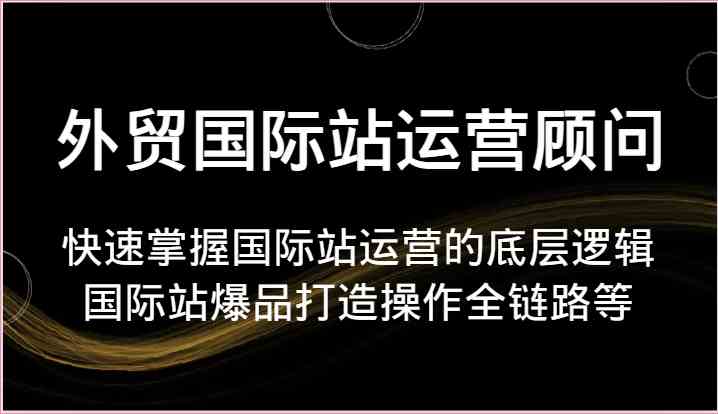 外贸国际站运营顾问-快速掌握国际站运营的底层逻辑，国际站爆品打造操作全链路等,速发云资源网