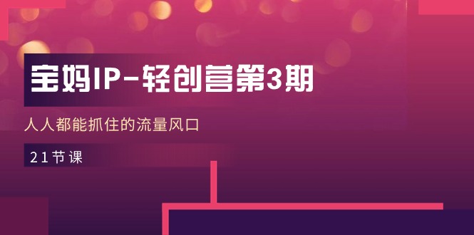宝妈IP轻创营第3期，人人都能抓住的流量风口（21节课）,速发云资源网
