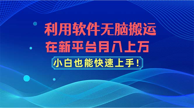 （11078期）利用软件无脑搬运，在新平台月入上万，小白也能快速上手,速发云资源网