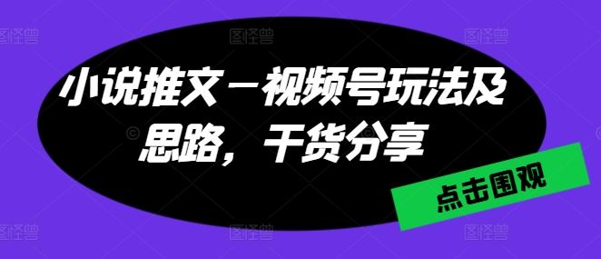 小说推文—视频号玩法及思路，干货分享,速发云资源网