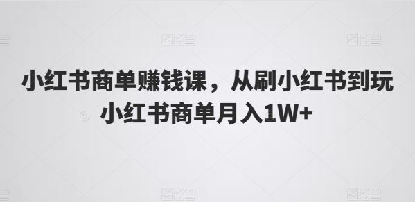 小红书商单赚钱课，从刷小红书到玩小红书商单月入1W+,速发云资源网