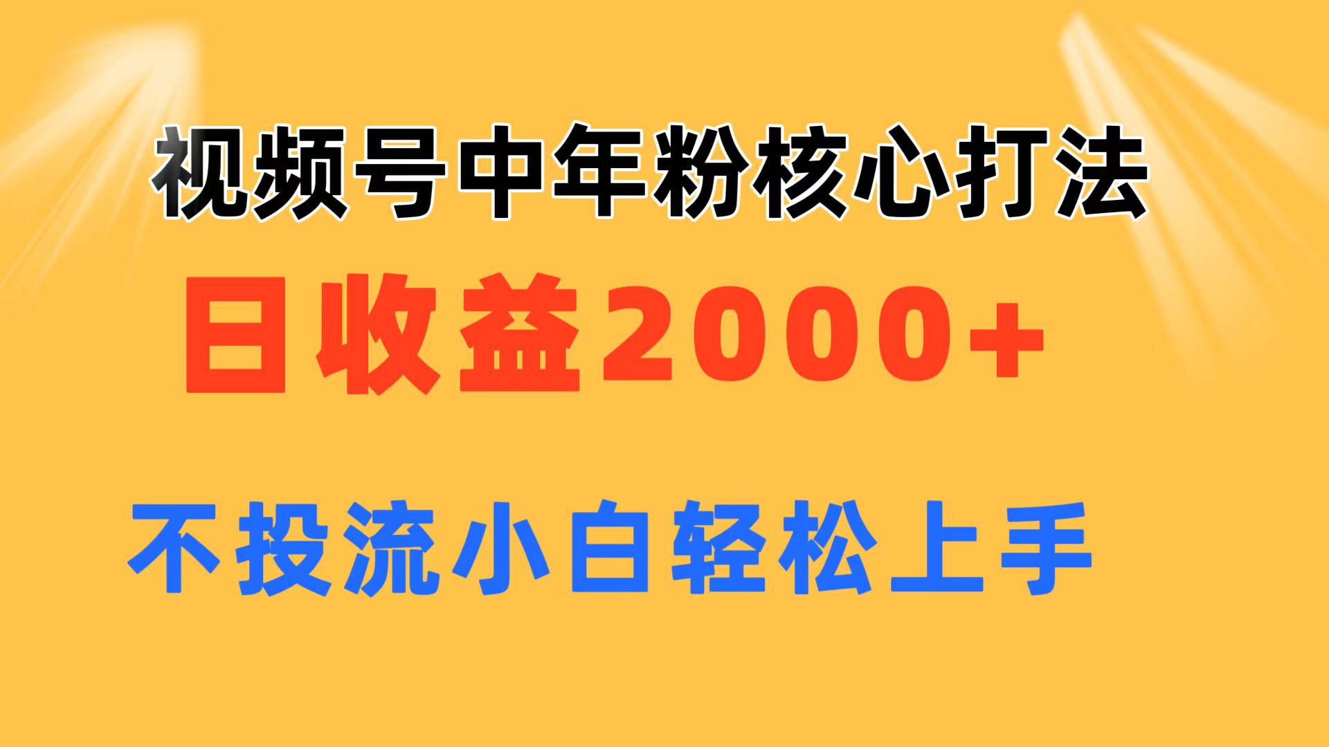 （11205期）视频号中年粉核心玩法 日收益2000+ 不投流小白轻松上手,速发云资源网