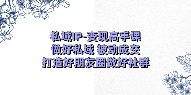 私域IP变现高手课：做好私域被动成交，打造好朋友圈做好社群（18节）,速发云资源网