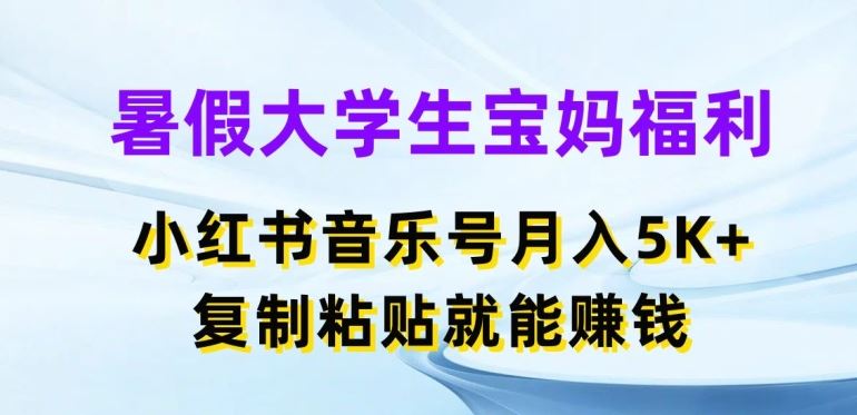 暑假大学生宝妈福利，小红书音乐号月入5000+，复制粘贴就能赚钱【揭秘】,速发云资源网