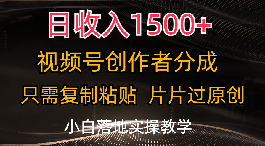 （11339期）日收入1500+，视频号创作者分成，只需复制粘贴，片片过原创，小白也可…,速发云资源网