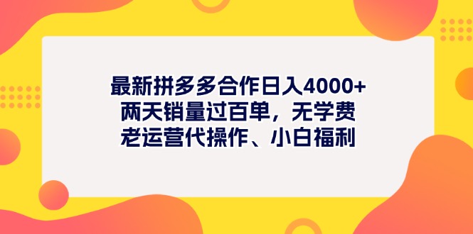 （11410期）最新拼多多项目日入4000+两天销量过百单，无学费、老运营代操作、小白福利,速发云资源网