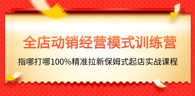 （11460期）全店动销-经营模式训练营，指哪打哪100%精准拉新保姆式起店实战课程,速发云资源网