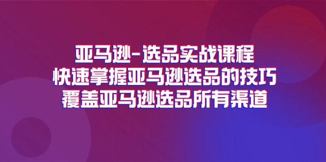 （11620期）亚马逊-选品实战课程，快速掌握亚马逊选品的技巧，覆盖亚马逊选品所有渠道,速发云资源网